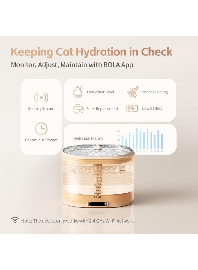 Enabot EBO ROLA Cat Water Fountain: Smart Pet Fountain Stainless Steel Tray, Magnetic Induction Wireless Water Pump, Battery-Operated, Automatic Cat Water Dispenser w/Phone App (2.4 GHz Only) - Image 3